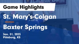 St. Mary's-Colgan  vs Baxter Springs   Game Highlights - Jan. 31, 2023