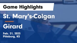 St. Mary's-Colgan  vs Girard  Game Highlights - Feb. 21, 2023