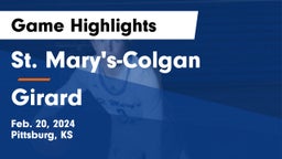 St. Mary's-Colgan  vs Girard  Game Highlights - Feb. 20, 2024