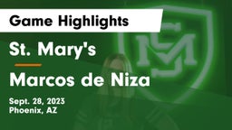St. Mary's  vs Marcos de Niza Game Highlights - Sept. 28, 2023
