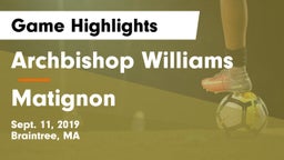Archbishop Williams  vs Matignon Game Highlights - Sept. 11, 2019