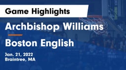Archbishop Williams  vs Boston English  Game Highlights - Jan. 21, 2022
