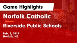 Norfolk Catholic  vs Riverside Public Schools Game Highlights - Feb. 8, 2019
