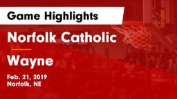 Norfolk Catholic  vs Wayne  Game Highlights - Feb. 21, 2019