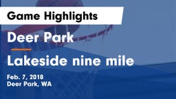 Deer Park  vs Lakeside  nine mile Game Highlights - Feb. 7, 2018