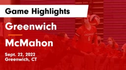 Greenwich  vs McMahon  Game Highlights - Sept. 22, 2022