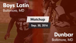 Matchup: Boys Latin High vs. Dunbar  2016