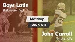 Matchup: Boys Latin High vs. John Carroll  2016