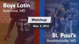 Matchup: Boys Latin High vs. St. Paul's  2016