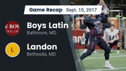 Recap: Boys Latin  vs. Landon  2017