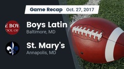 Recap: Boys Latin  vs. St. Mary's  2017