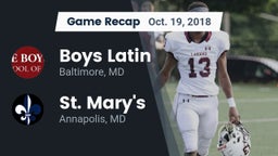 Recap: Boys Latin  vs. St. Mary's  2018