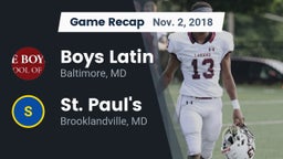 Recap: Boys Latin  vs. St. Paul's  2018