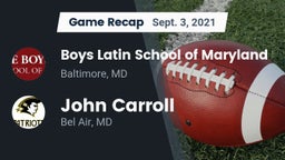 Recap: Boys Latin School of Maryland vs. John Carroll  2021