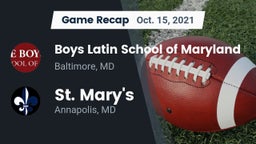 Recap: Boys Latin School of Maryland vs. St. Mary's  2021