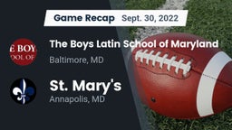 Recap: The Boys Latin School of Maryland vs. St. Mary's  2022