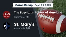 Recap: The Boys Latin School of Maryland vs. St. Mary's  2023