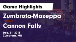 Zumbrota-Mazeppa  vs Cannon Falls Game Highlights - Dec. 21, 2018