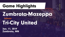 Zumbrota-Mazeppa  vs Tri-City United  Game Highlights - Jan. 11, 2019