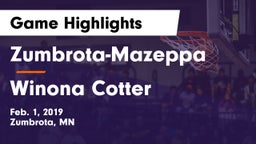 Zumbrota-Mazeppa  vs Winona Cotter Game Highlights - Feb. 1, 2019