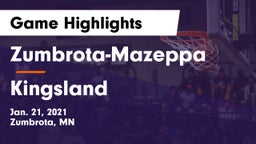 Zumbrota-Mazeppa  vs Kingsland  Game Highlights - Jan. 21, 2021