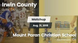 Matchup: Irwin County High vs. Mount Paran Christian School 2018