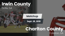 Matchup: Irwin County High vs. Charlton County  2018