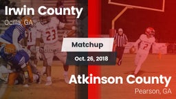 Matchup: Irwin County High vs. Atkinson County  2018