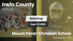 Matchup: Irwin County High vs. Mount Paran Christian School 2019