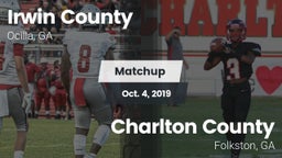 Matchup: Irwin County High vs. Charlton County  2019