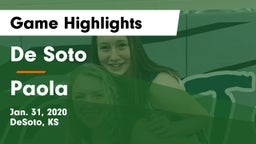 De Soto  vs Paola  Game Highlights - Jan. 31, 2020