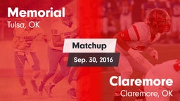 Matchup: Memorial  vs. Claremore  2016