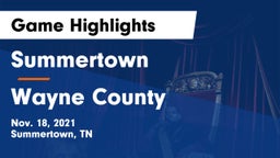 Summertown  vs Wayne County  Game Highlights - Nov. 18, 2021