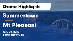 Summertown  vs Mt Pleasant Game Highlights - Jan. 22, 2022