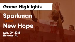 Sparkman  vs New Hope  Game Highlights - Aug. 29, 2023