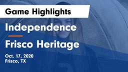 Independence  vs Frisco Heritage  Game Highlights - Oct. 17, 2020