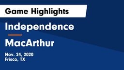 Independence  vs MacArthur  Game Highlights - Nov. 24, 2020