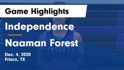 Independence  vs Naaman Forest  Game Highlights - Dec. 4, 2020