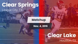 Matchup: Clear Springs High vs. Clear Lake  2016