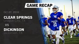 Recap: Clear Springs  vs. Dickinson  2016