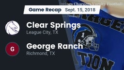 Recap: Clear Springs  vs. George Ranch  2018