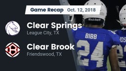 Recap: Clear Springs  vs. Clear Brook  2018