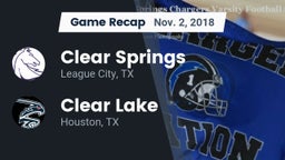Recap: Clear Springs  vs. Clear Lake  2018