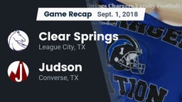 Recap: Clear Springs  vs. Judson  2018