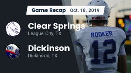 Recap: Clear Springs  vs. Dickinson  2019