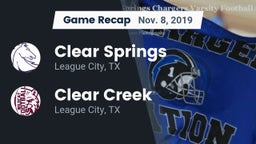 Recap: Clear Springs  vs. Clear Creek  2019