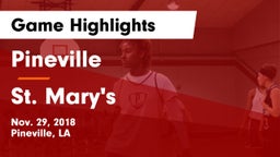 Pineville  vs St. Mary's Game Highlights - Nov. 29, 2018