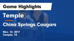 Temple  vs China Springs Cougars  Game Highlights - Nov. 14, 2017