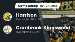 Recap: Harrison  vs. Cranbrook Kingswood  2018