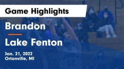 Brandon  vs Lake Fenton  Game Highlights - Jan. 21, 2022